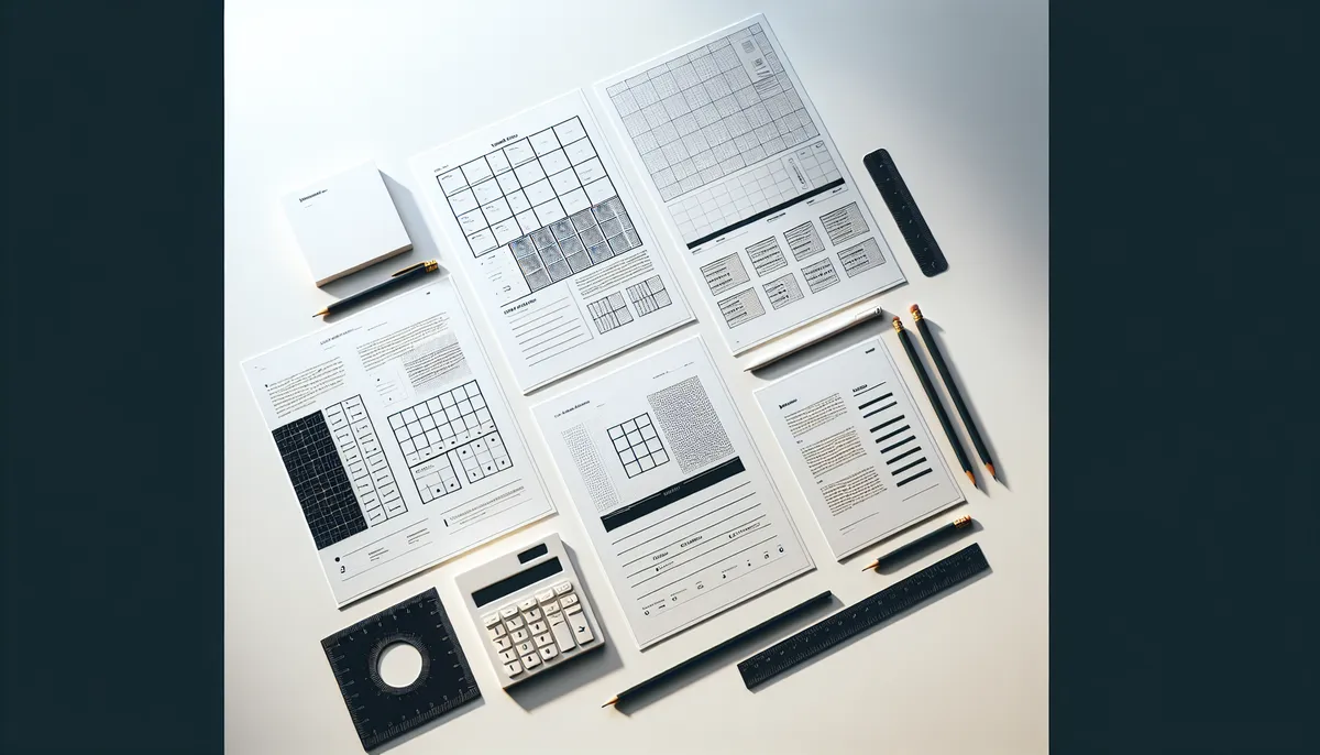 Four different card layouts fanned out on a clean desk