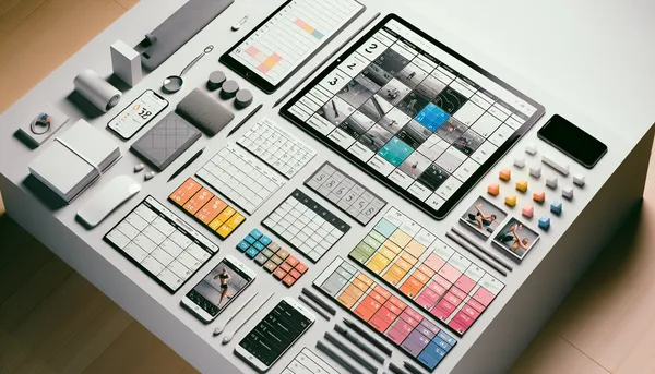 Split view of a structured calendar planner and a flexible browse-and-pick tablet display