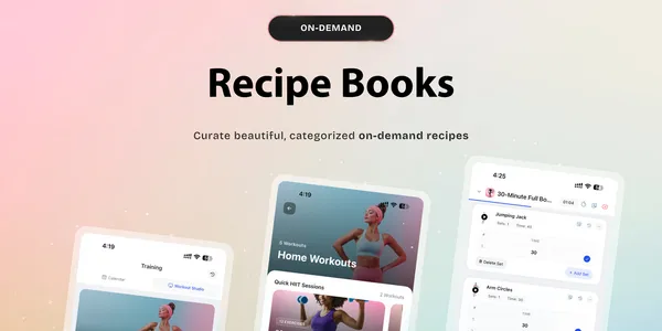 Professional recipe book with fresh ingredients and cooking tools on a modern counter